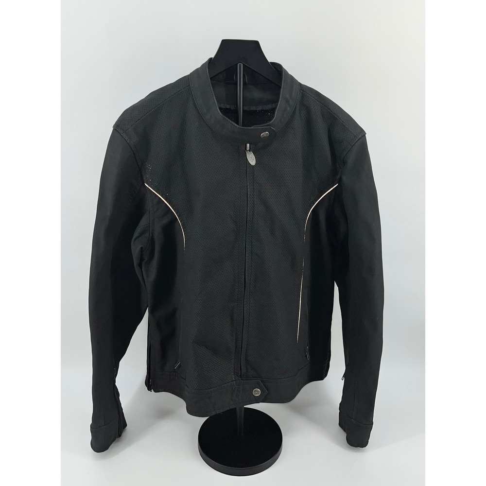 NWOT River Road Womens Lined Buffalo Leather Motorcycle Jacket  Black‎ Sz XL